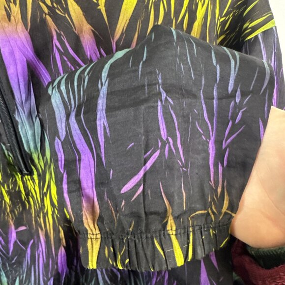Surf Style Neon Abstract Lightning Print Half Zip Windbreaker One Size Retro 90s - Picture 3 of 6